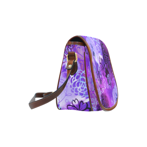 Urban Purple Flowers Saddle Bag/Large (Model 1649)