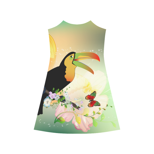 Funny toucan with flowers Alcestis Slip Dress (Model D05)