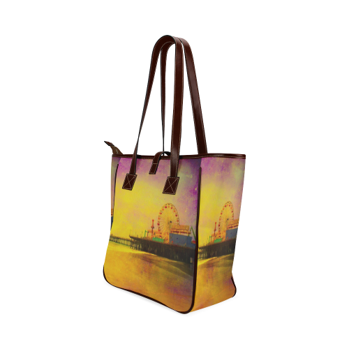 Yellow Purple Santa Monica Pier Classic Tote Bag (Model 1644)