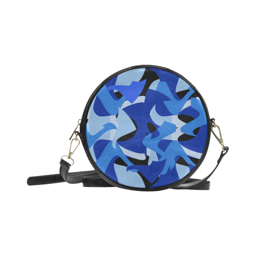 A201 Abstract Shades of Blue and Black Round Sling Bag (Model 1647)