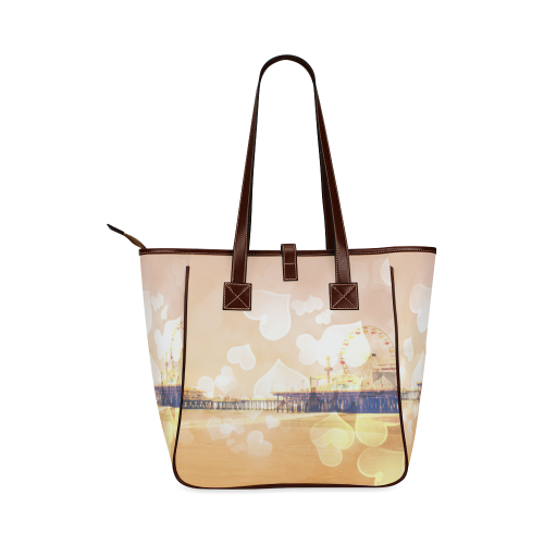 Yellow Bokeh Hearts Santa Monica Pier Classic Tote Bag (Model 1644)