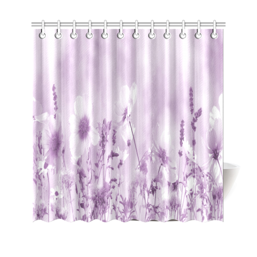 Magenta Shaded Wildflowers Shower Curtain 69"x70"