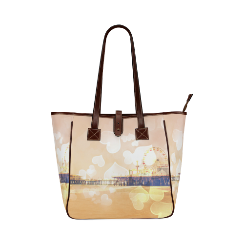 Yellow Bokeh Hearts Santa Monica Pier Classic Tote Bag (Model 1644)