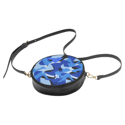 A201 Abstract Shades of Blue and Black Round Sling Bag (Model 1647)