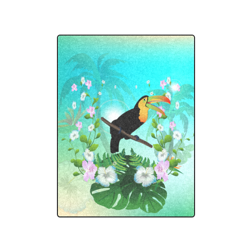 Cute toucan with flowers Blanket 50"x60"
