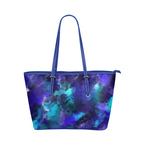 Midnight Storm Oil Painting Leather Tote Bag/Large (Model 1651)