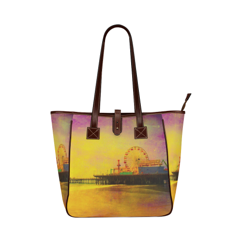 Yellow Purple Santa Monica Pier Classic Tote Bag (Model 1644)