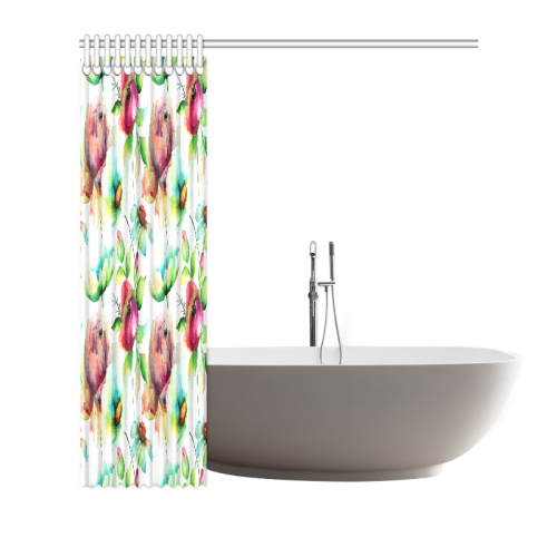 Watercolors Flowers Pattern Shower Curtain 72"x72"