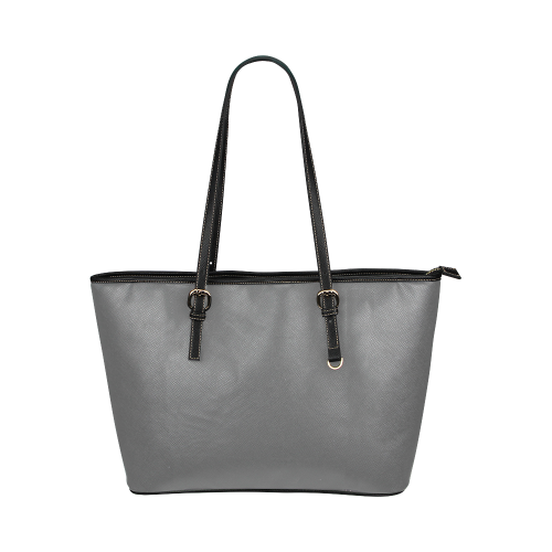 Steel Gray Leather Tote Bag/Large (Model 1651)