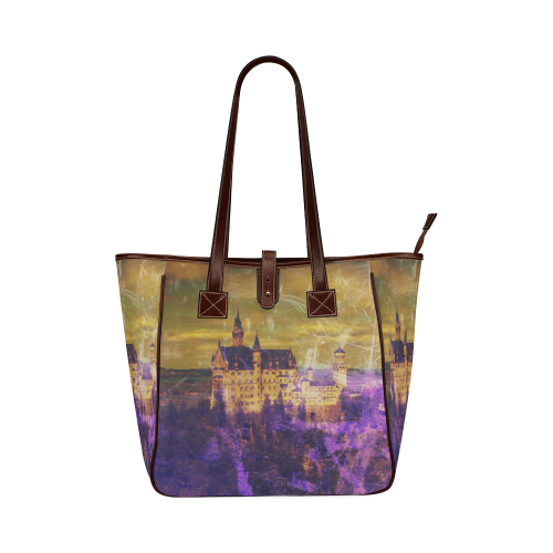 Yellow Purple Neuschwanstein Castle Classic Tote Bag (Model 1644)