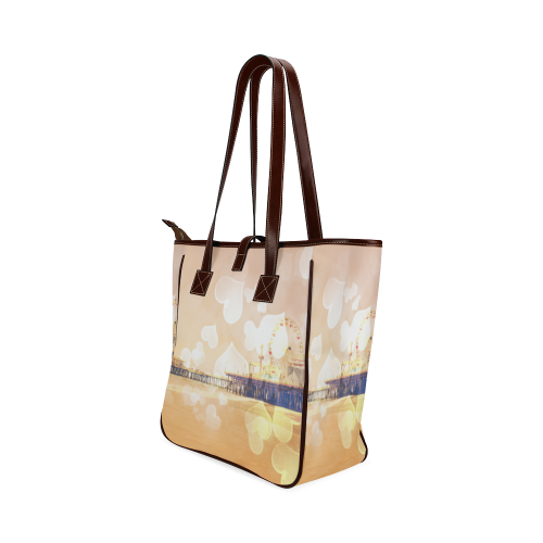 Yellow Bokeh Hearts Santa Monica Pier Classic Tote Bag (Model 1644)