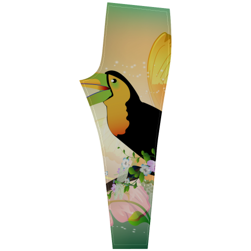 Funny toucan with flowers Cassandra Women's Leggings (Model L01)