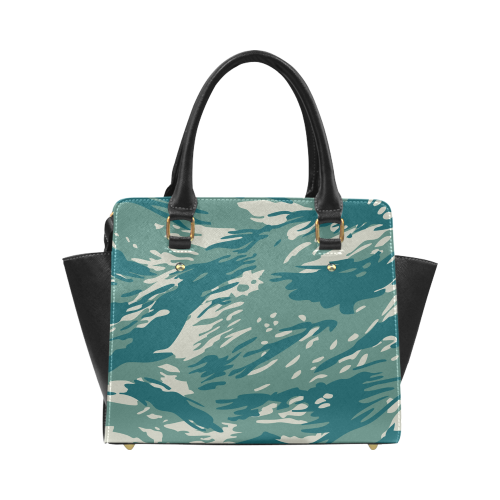 Blue and Green Camo Classic Shoulder Handbag (Model 1653)