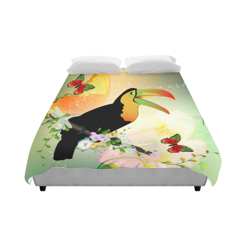 Funny toucan with flowers Duvet Cover 86"x70" ( All-over-print)