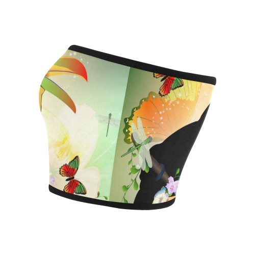 Funny toucan with flowers Bandeau Top