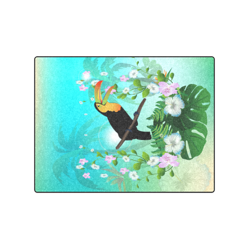 Cute toucan with flowers Blanket 50"x60"