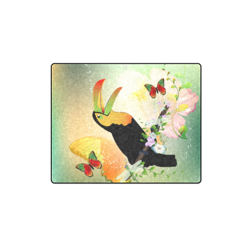 Funny toucan with flowers Blanket 40"x50"