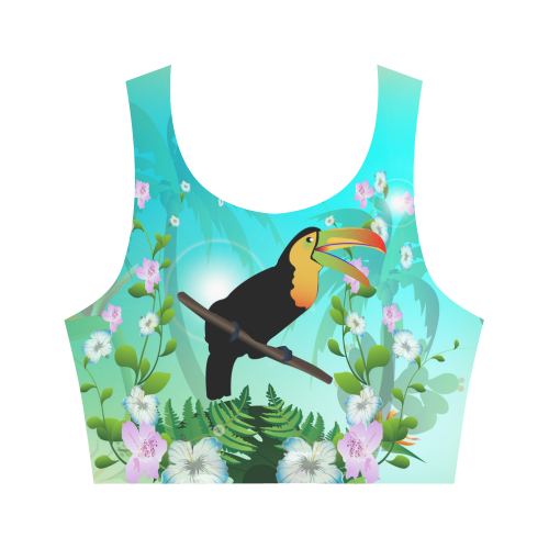 Cute toucan with flowers Women's Crop Top (Model T42)