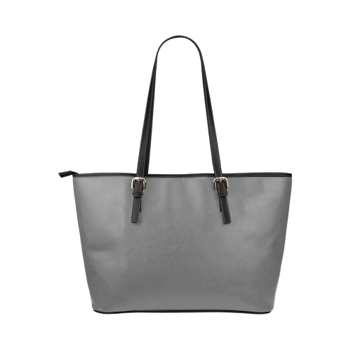 Steel Gray Leather Tote Bag/Large (Model 1651)