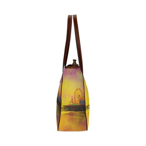 Yellow Purple Santa Monica Pier Classic Tote Bag (Model 1644)