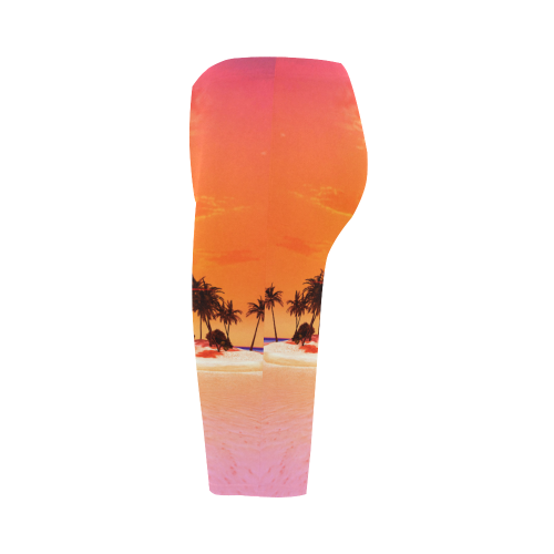 Wonderful sunset in soft colors Hestia Cropped Leggings (Model L03)