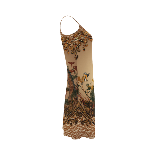 Sweet giraffe with bird Alcestis Slip Dress (Model D05)