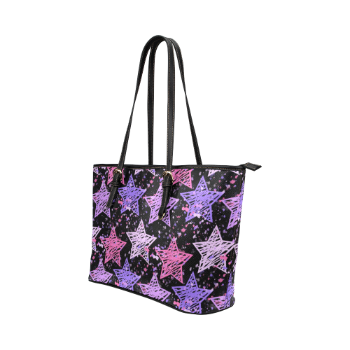 Painted Stars Leather Tote Bag/Large (Model 1651)