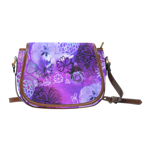 Urban Purple Flowers Saddle Bag/Large (Model 1649)