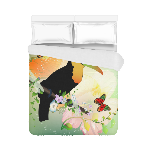 Funny toucan with flowers Duvet Cover 86"x70" ( All-over-print)