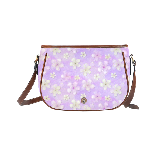 Flowers On Lavender Saddle Bag/Large (Model 1649)