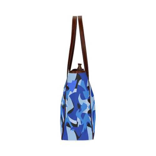 A201 Abstract Shades of Blue and Black Classic Tote Bag (Model 1644)