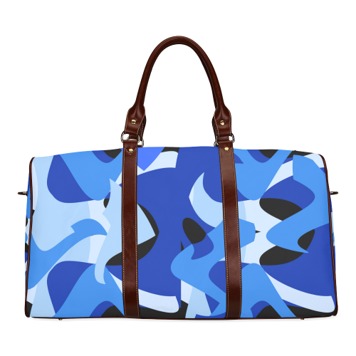 A201 Abstract Shades of Blue and Black Waterproof Travel Bag/Large (Model 1639)