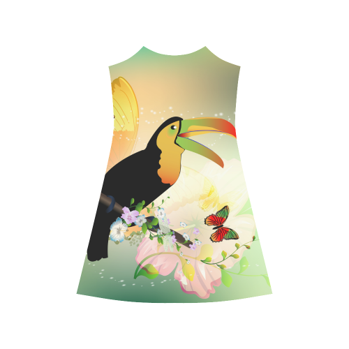 Funny toucan with flowers Alcestis Slip Dress (Model D05)