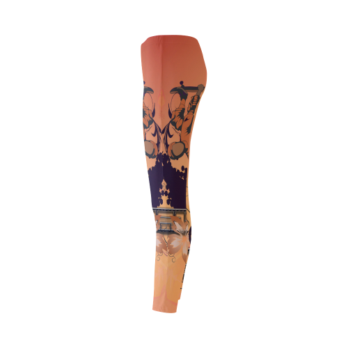 Skadeboarder with floral elements Cassandra Women's Leggings (Model L01)