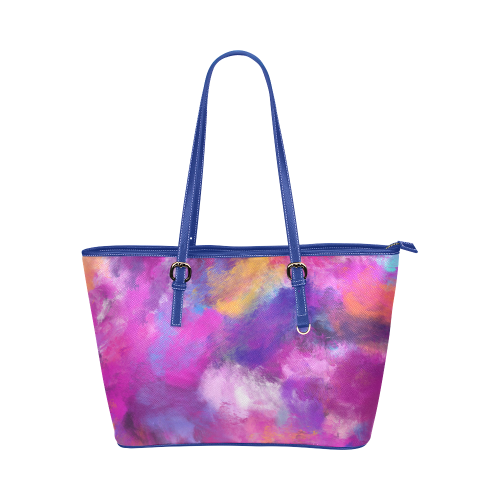 Color Storm Oil Painting Leather Tote Bag/Small (Model 1651)