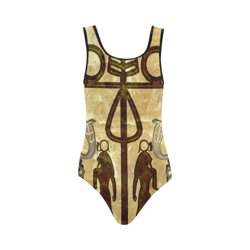 Egyptian sign Vest One Piece Swimsuit (Model S04)