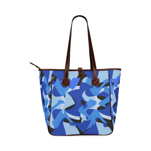 A201 Abstract Shades of Blue and Black Classic Tote Bag (Model 1644)