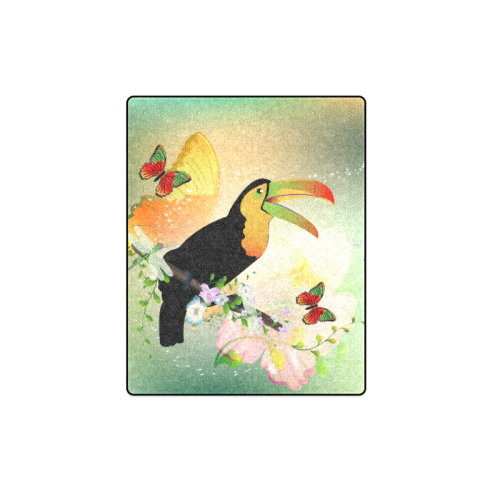 Funny toucan with flowers Blanket 40"x50"