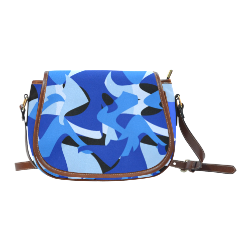 A201 Abstract Shades of Blue and Black Saddle Bag/Small (Model 1649) Full Customization
