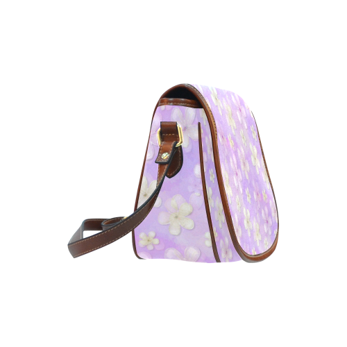 Flowers On Lavender Saddle Bag/Large (Model 1649)