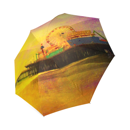 Yellow Purple Santa Monica Pier Foldable Umbrella (Model U01)