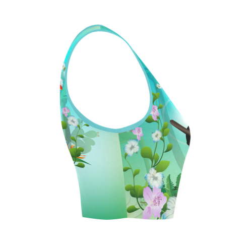 Cute toucan with flowers Women's Crop Top (Model T42)