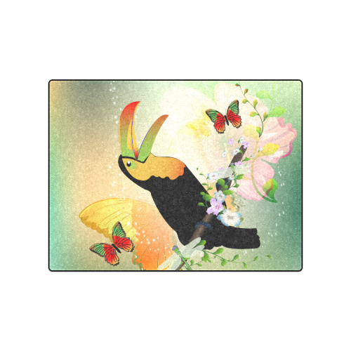 Funny toucan with flowers Blanket 50"x60"