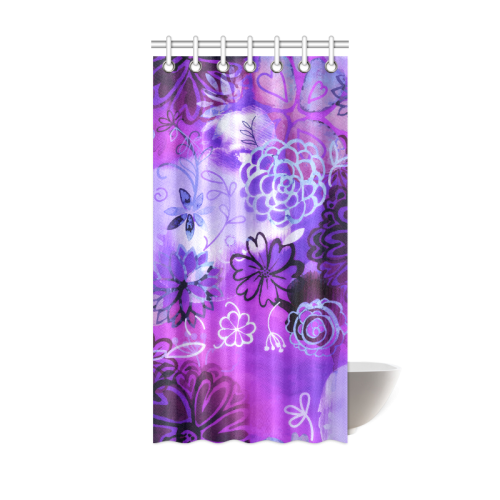Urban Purple Flowers Shower Curtain 36"x72"