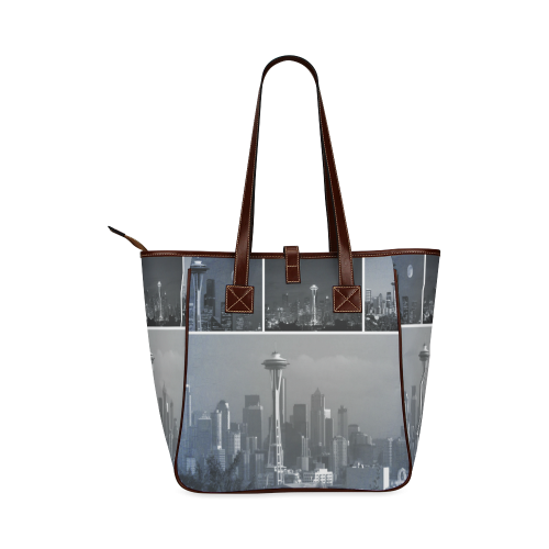 Grey Seattle Space Needle Collage Classic Tote Bag (Model 1644)