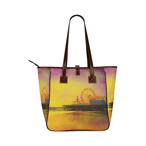 Yellow Purple Santa Monica Pier Classic Tote Bag (Model 1644)