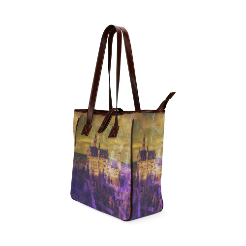 Yellow Purple Neuschwanstein Castle Classic Tote Bag (Model 1644)