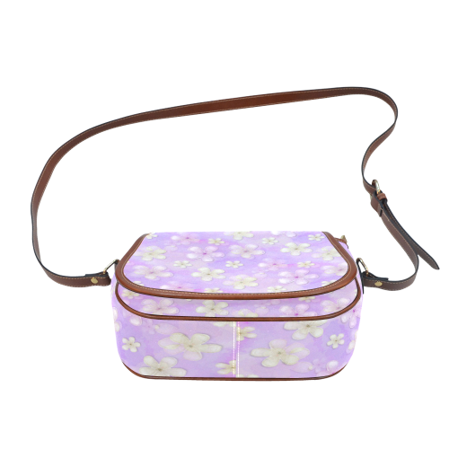 Flowers On Lavender Saddle Bag/Large (Model 1649)