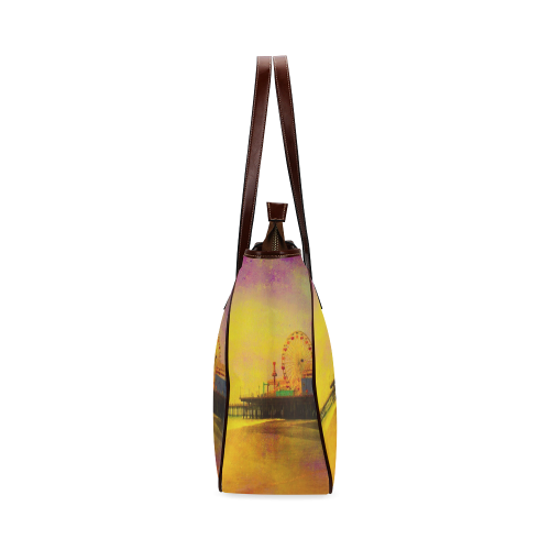 Yellow Purple Santa Monica Pier Classic Tote Bag (Model 1644)