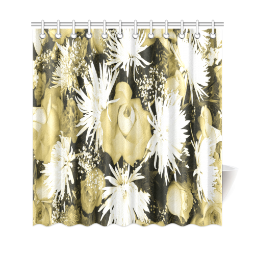 Golden Flowered Bouquet Shower Curtain 69"x72"